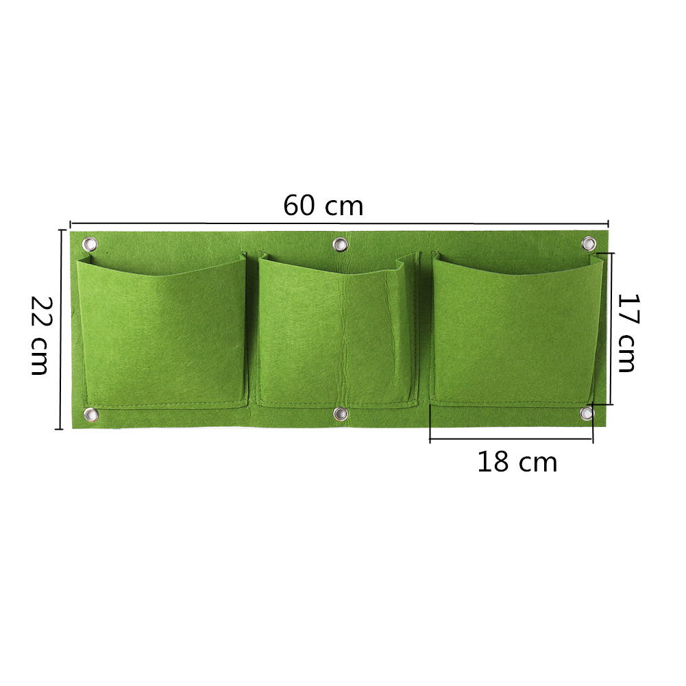 3 Pocket Garden Vegetable Flower Grow Non Woven Fabric Vertical Wall Hanging Planting Bag