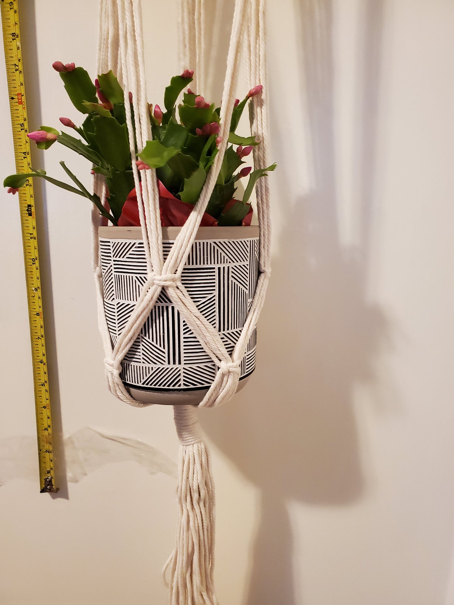 Macrame plant hanger pot and plants are not included