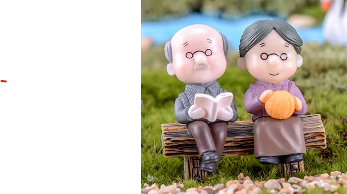 Mini figure grandparents 1 set ( grandpathers and bench)