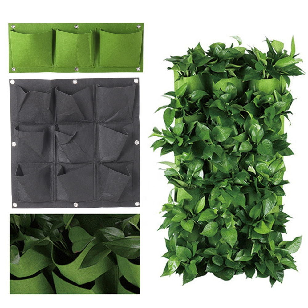 3 Pocket Garden Vegetable Flower Grow Non Woven Fabric Vertical Wall Hanging Planting Bag