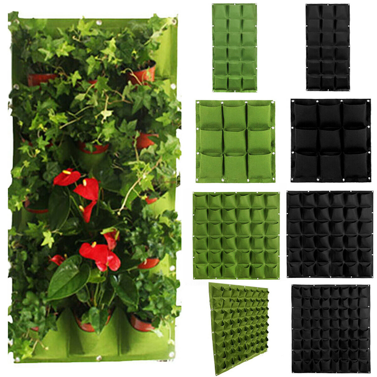 3 Pocket Garden Vegetable Flower Grow Non Woven Fabric Vertical Wall Hanging Planting Bag